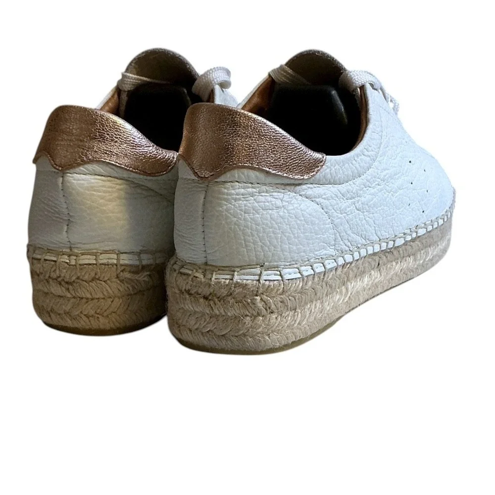 Anthropologie Dalson Espadrilles‎ White Leather Jute Platform Sneakers Sz 6/EU37